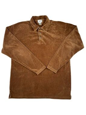 Vintage Alfani Velour Long Sleeve Polo Shirt Mens Medium